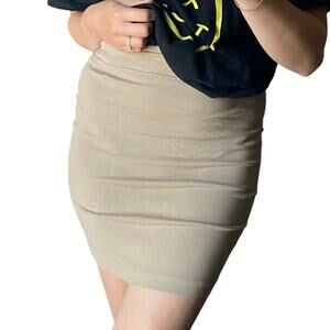 Windsor S Tan Khaki Nude High Rise Fitted Mini Pencil Skirt